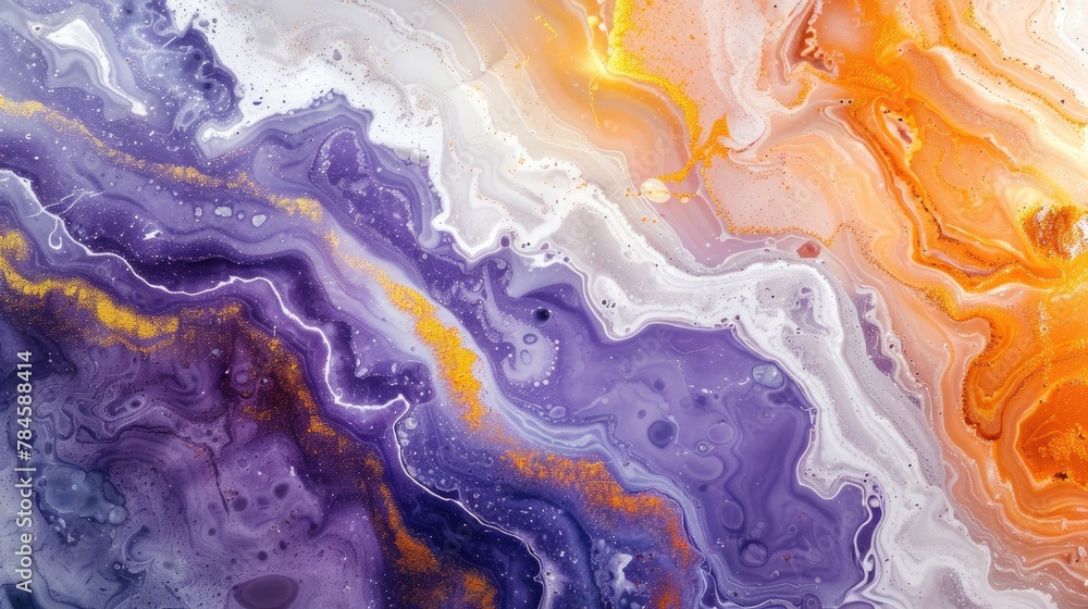marble pattern background color. purple, orange, yellow, blue and white, luxury.