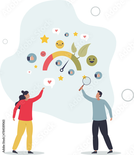 business people analyze social sentiment dashboard.flat vector illustration.