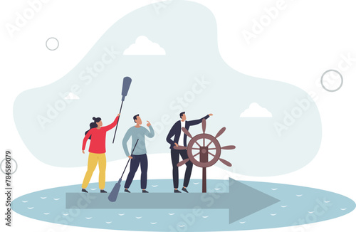 employee teamwork to help success, manager to motivate team or company to move forward.flat vector illustration. photo