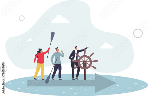 employee teamwork to help success, manager to motivate team or company to move forward.flat vector illustration.