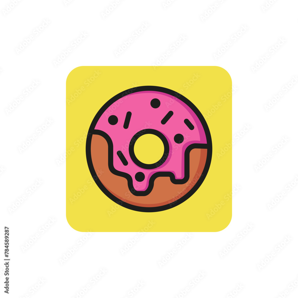 Fototapeta premium Line icon of glazed donut. Dessert, fast food, sugar. Sweet food concept. Can be used for topics like food, unhealthy eating, cafe
