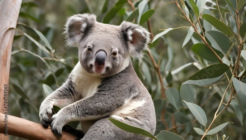 A Koala With Its Round Belly Full Of Eucalyptus