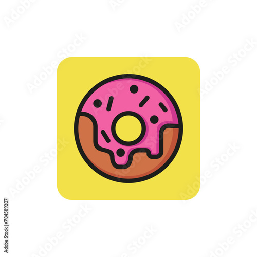Line icon of glazed donut. Dessert, fast food, sugar. Sweet food concept. Can be used for topics like food, unhealthy eating, cafe