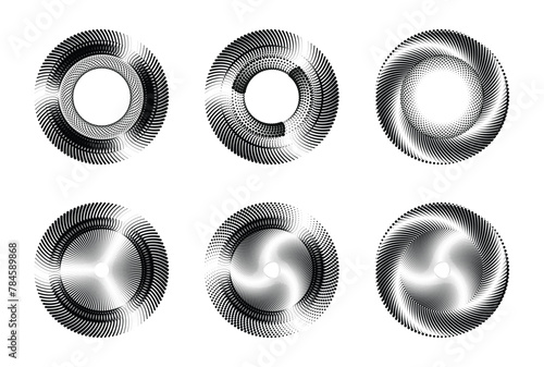 This vector illustration abstract circular element with geometric lines set against a white background, perfect for logo design and print materials