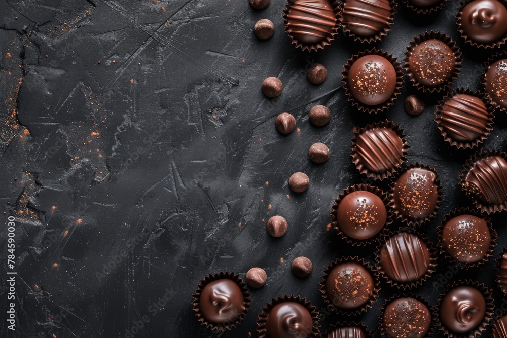 Bonbon Chocolate Pralines Texture Background with Copy Space Bonbon Chocolate Pralines Texture Background with Copy Space