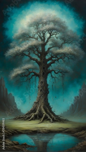 Traumhaftes Gemälde - alter Baum der Weisheit