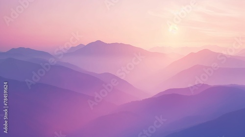 Mountain Landscape, Warm Sunset, Peaceful Nature Scenery