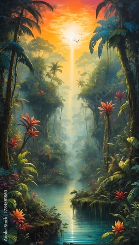 Traumhaftes Gemälde - Tropischer Wald - Stimmungsvoll