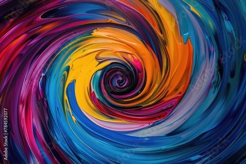 Whirlpool of bright colors in a dynamic abstract art piece