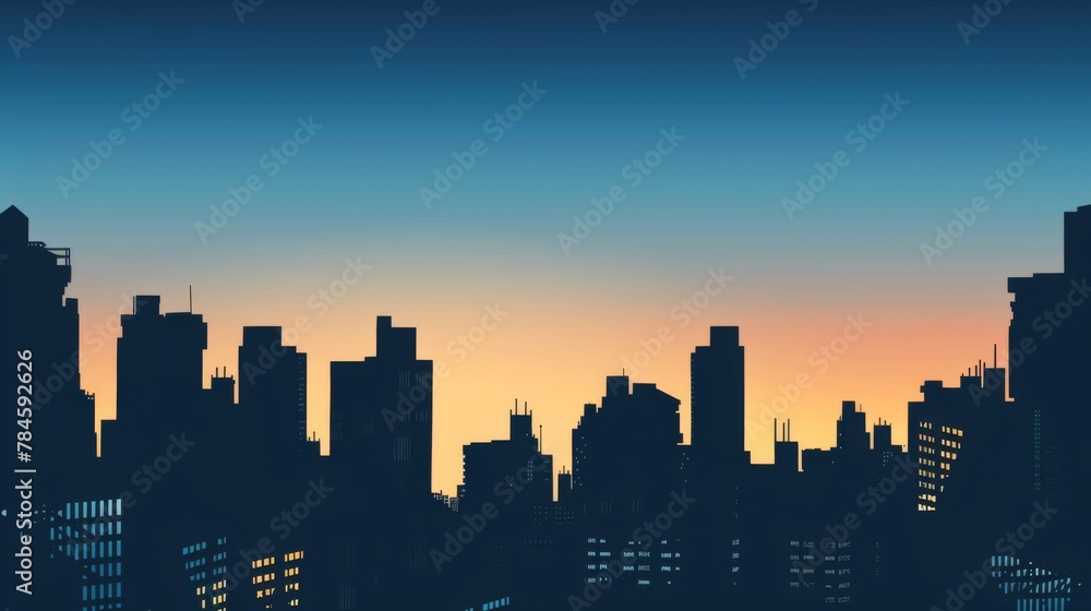 Serene City Skyline at Twilight with Graduated Sky