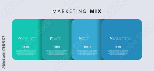 Marketing mix for 4 ps for Business presentation concept with 4 step or options. Vector illustration, Infographic annual report design template