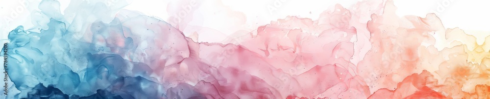 Close-up of a 3D watercolor texture, with soft washes of color, perfect for artistic and cute advertising backdrops - obrazy, fototapety, plakaty 