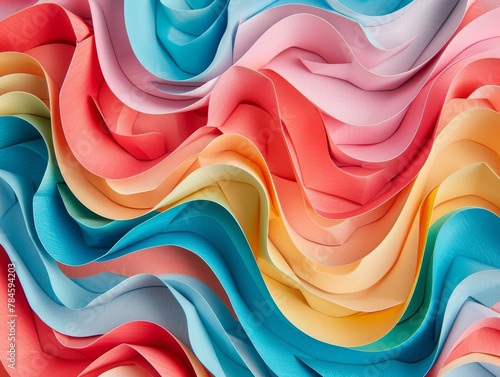 Close-up of a 3D paper craft texture, featuring colorful and layered designs, ideal for vibrant and cute ad content photo