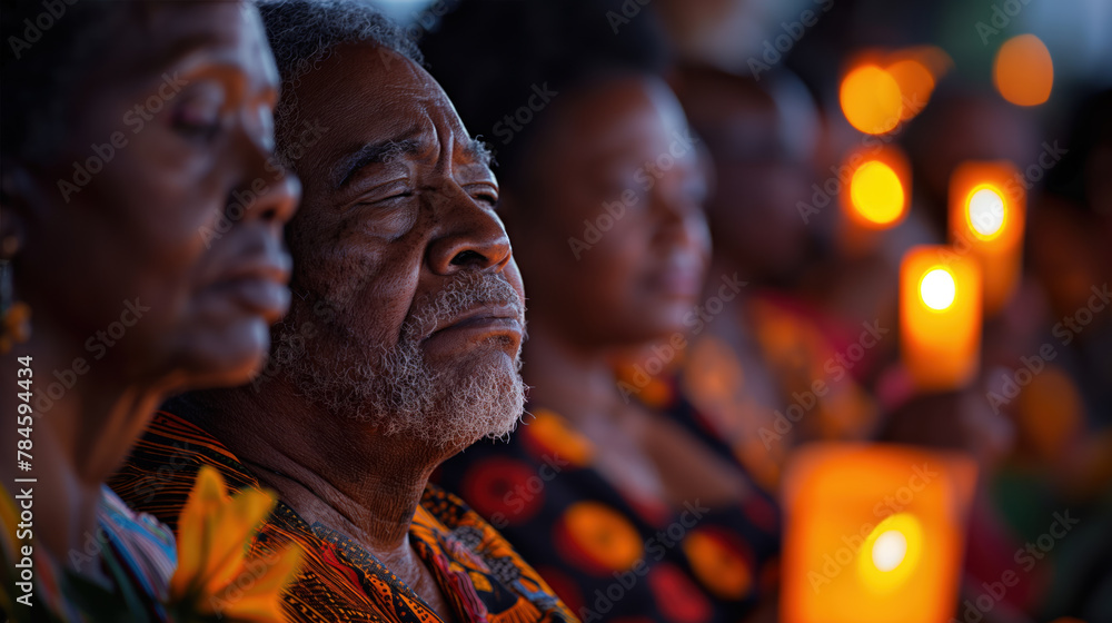 Candlelight Vigil: A Multigenerational African Community in Solemn Prayer Candlelight Vigil: A Multigenerational African Community in Solemn Prayer