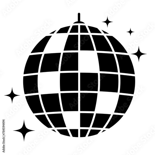 Disco ball with stars icon, disco ball sign – stock vector