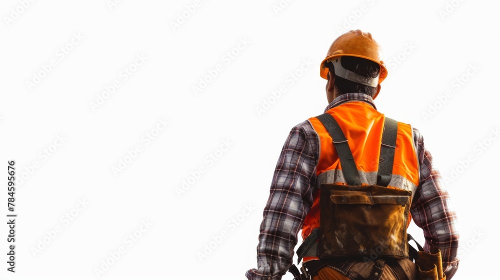Fototapeta premium Construction worker. Builder on white background.