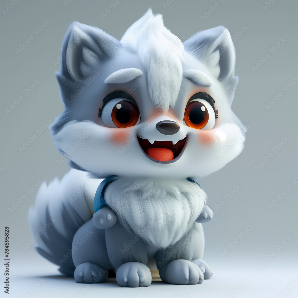 A cute and happy baby wolf 3d illustration A cute and happy baby wolf 3d illustration