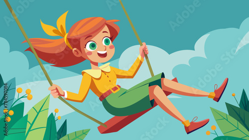 illustration-of-cartoon-girl-swinging 
