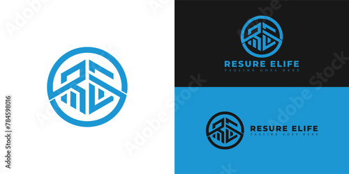 Abstract initial letter RE or ER logo in blue color isolated on multiple background colors. The logo is suitable for life insurance company logo icons to design inspiration templates.