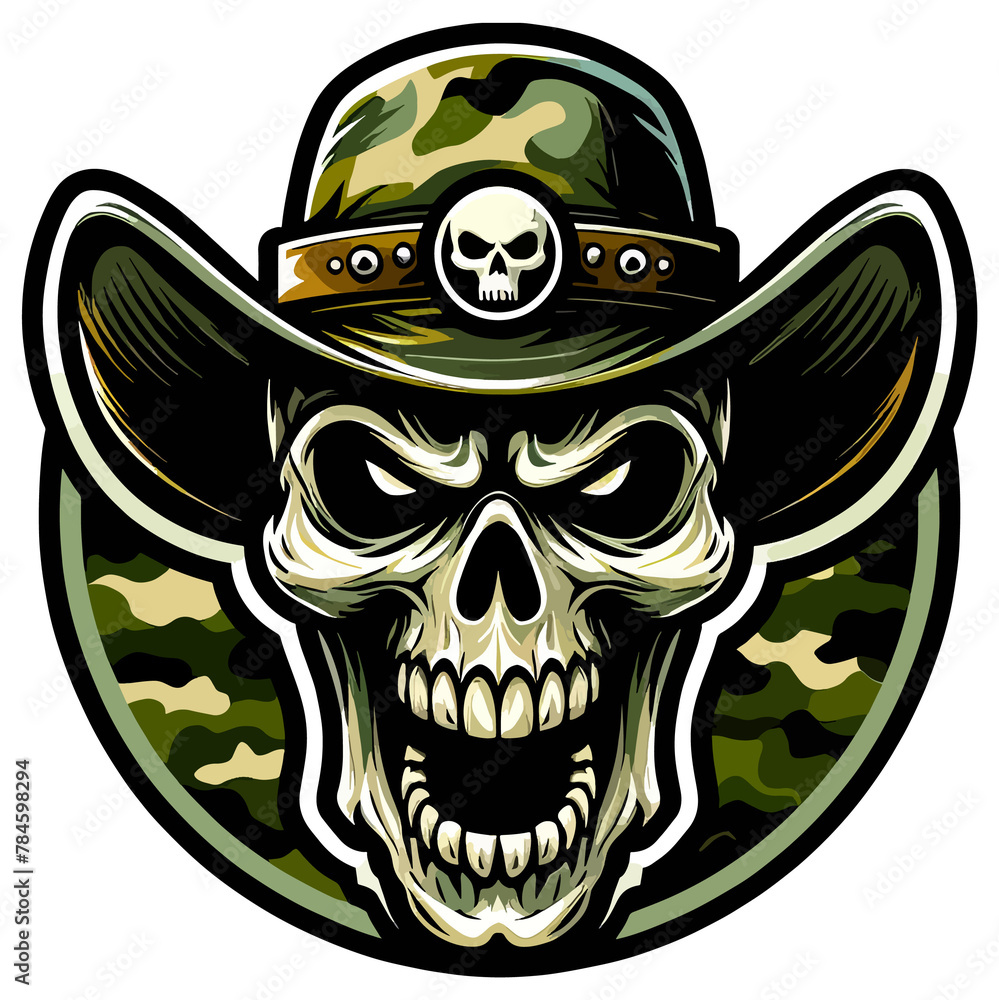 Fototapeta premium Skull and Bones: A Fierce Military Patch for Fearless Warriors