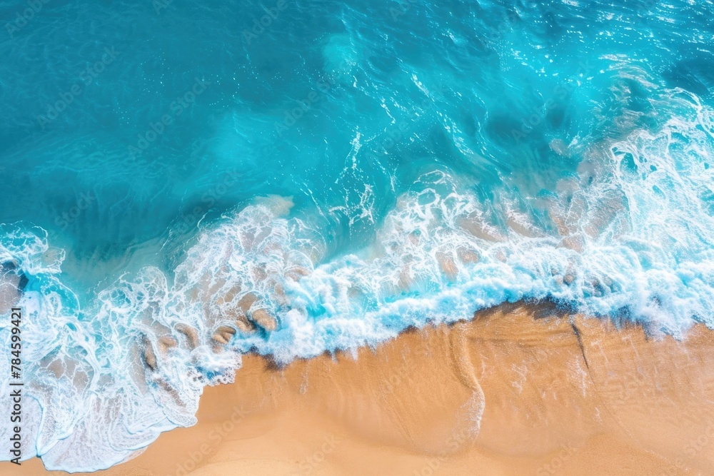 Beach And Waves. Beautiful Summer Vacation Holidays Aerial View Background