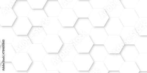 Abstract white background with hexagonal shapes. white paper texture and futuristic business . Seamless background. Abstract honeycomb background. Surface polygon pattern with digital hexagon.