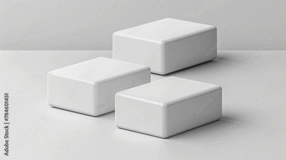 Empty square podium set on white background. Empty square podium set on white background.