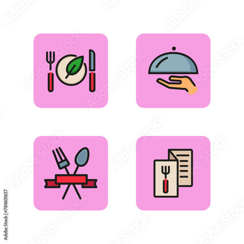 Restaurant line icon set. Menu, serving dishes and table setting. Haute cuisine concept. Can be used for topics like food-related establishments
