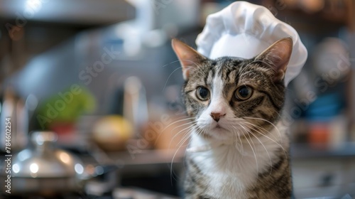 Cat chef. Cute cat chef in the kitchen