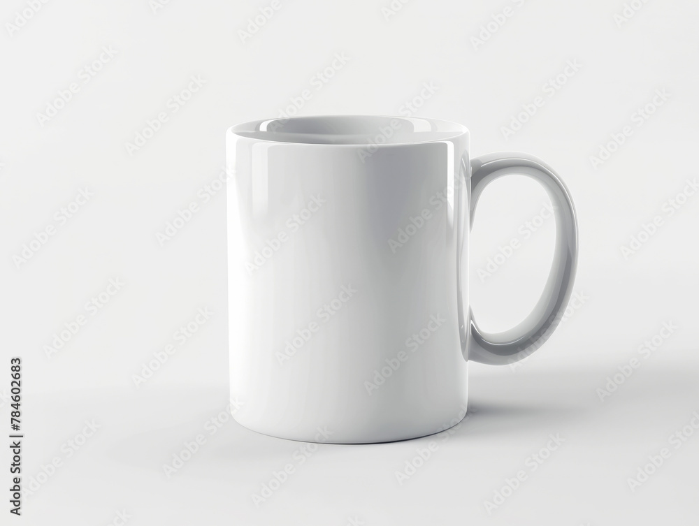 White mug mock up. Classic mug on a plain light-color background. AI generated White mug mock up. Classic mug on a plain light-color background. AI generated