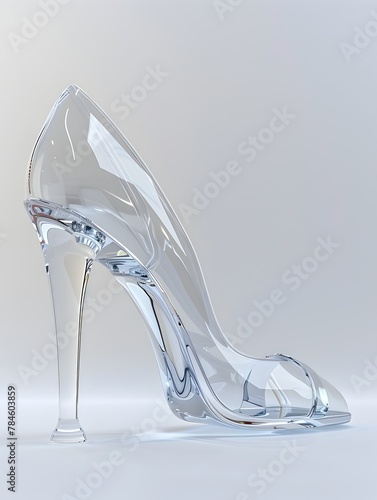 Captivating 3D-Rendered Transparent High-Heel Shoe Showcasing Elegant,Futuristic Design
