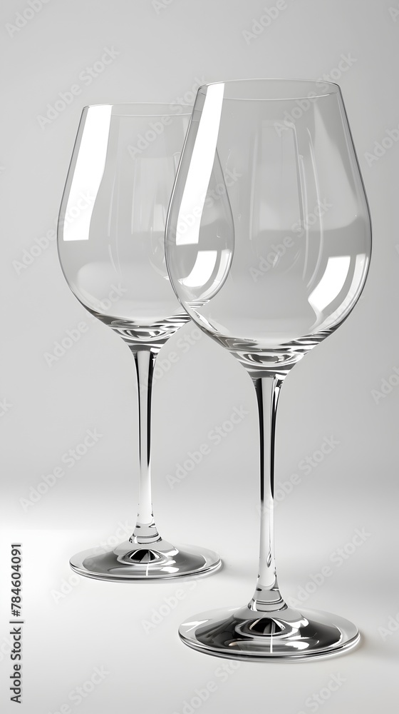 Elegant Transparent Crystal Stemware on Minimalist Background Elegant Transparent Crystal Stemware on Minimalist Background