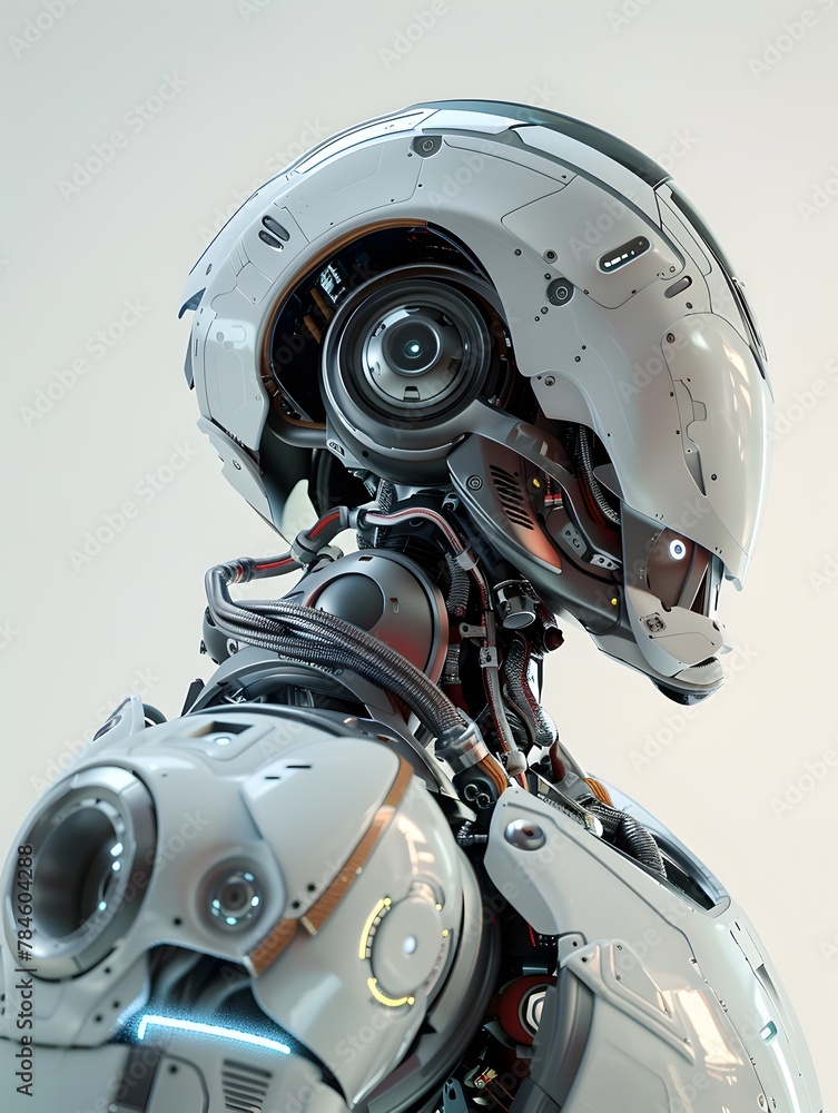 Fototapeta premium Intricate Metallic Futuristic Robot with Advanced Mechanical and Technical Components