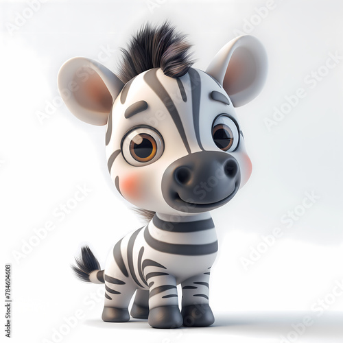 A cute and happy baby zebra 3d illustration