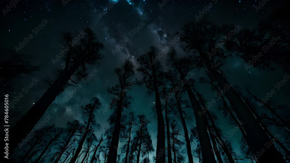 Time lapse of the Milky Way in the sky a night in a forest Time lapse of the Milky Way in the sky a night in a forest