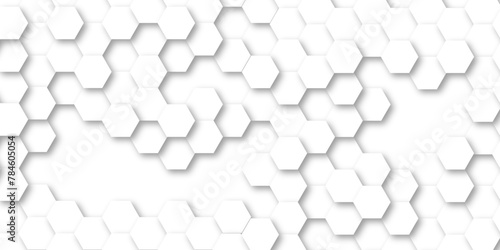 Abstract white background with hexagonal shapes. white paper texture and futuristic business .  Seamless background. Abstract honeycomb background. Surface polygon pattern with digital hexagon.