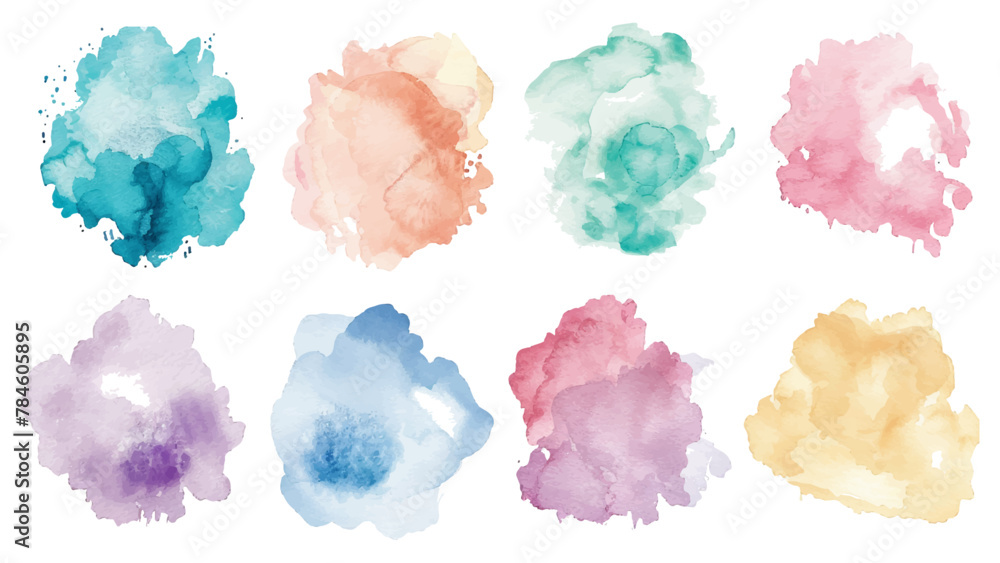 Set of watercolor circles brash multicolored. watercolor on white background. This is watercolor splash. It is drawn by hand transparent background.
