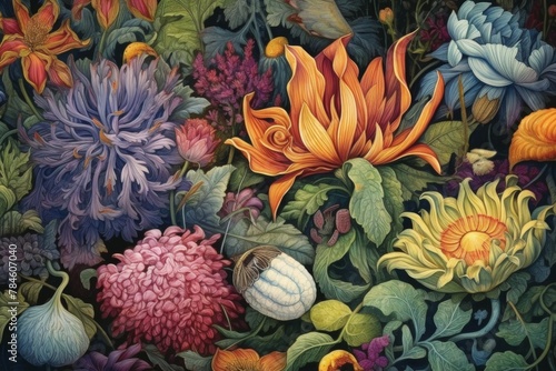 Intricate Botanical Whimsy a Captivating Background © Pixel Alchemy