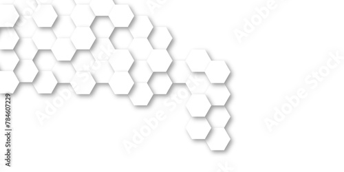 Fototapeta Naklejka Na Ścianę i Meble -  Abstract white background with hexagonal shapes. white paper texture and futuristic business .  Seamless background. Abstract honeycomb background. Surface polygon pattern with digital hexagon.