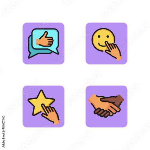 Social media popularity line icon set. Favorites, popular blog, feedback, website, like, emoji. Internet, communication concept. Can be used for web design, mobile app and digital marketing © SurfupVector