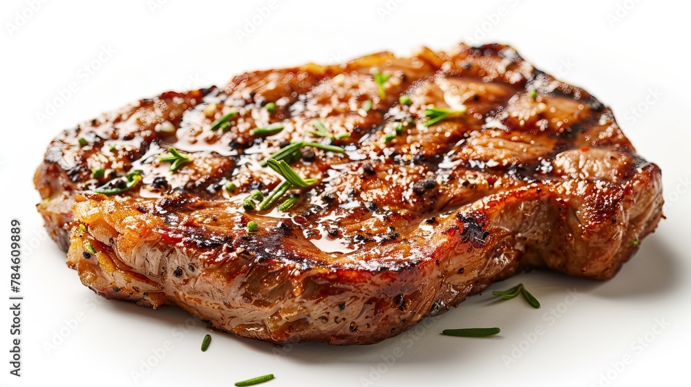 Fried Beef Steak Isolated on White Background Fried Beef Steak Isolated on White Background