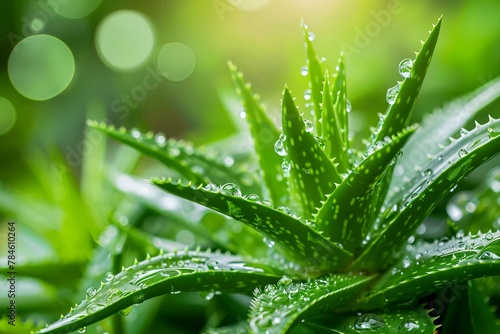 Aloe vera is tropical green plants tolerate hot weather. A close up of green leaves, aloe vera. Aloe vera is a very useful herbal medicine for skin care and hair care that can be used as treatment