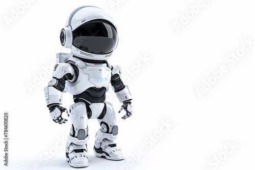 Miniature robot astronaut isolated on white background