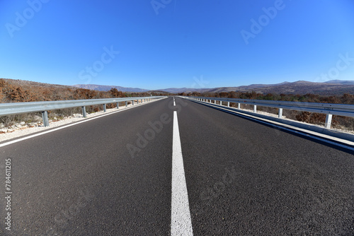 The open road. Highway. New asphalted road.