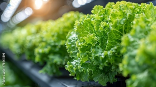 Fresh Green Lettuce Growing in Hydroponic Farm. A Sustainable Agriculture Solution