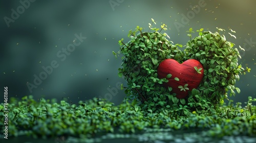 Heart shaped plant with leaves on the ground © NK