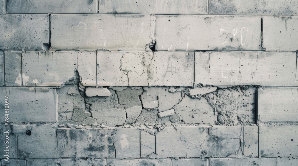 Fototapeta premium Cracked White Brick Wall