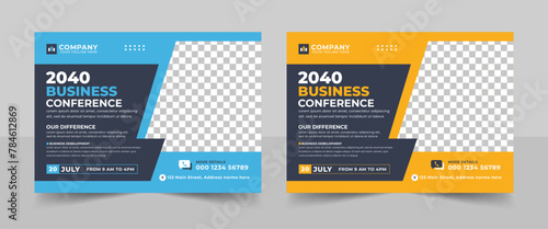 Creative technology conference webinar flyer and business event banner invitation layout template. Abstract modern business conference design, Modern flyer layout.