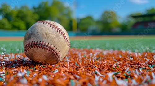 Baseball on Lush Green Field