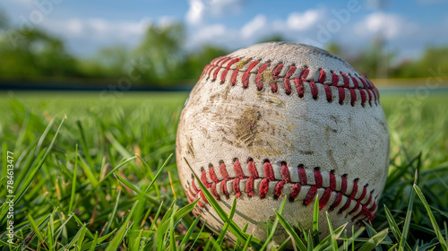 Baseball on Lush Green Field